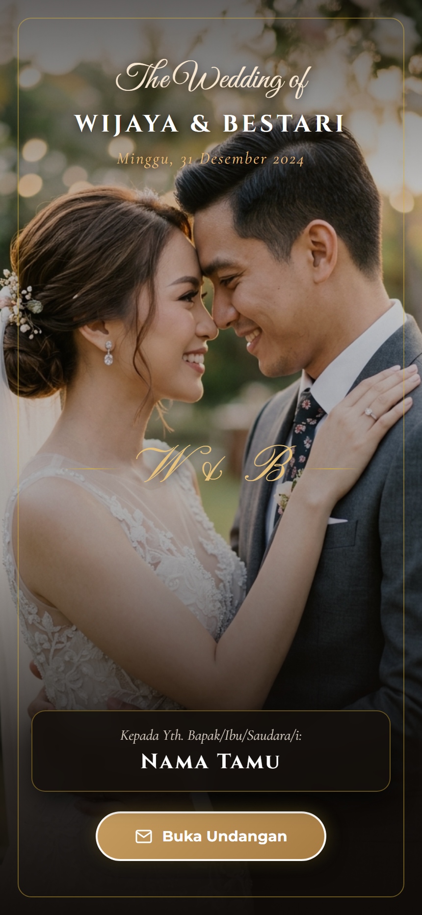 Undangan Pernikahan Wijaya & Bestari - Romantic Gold