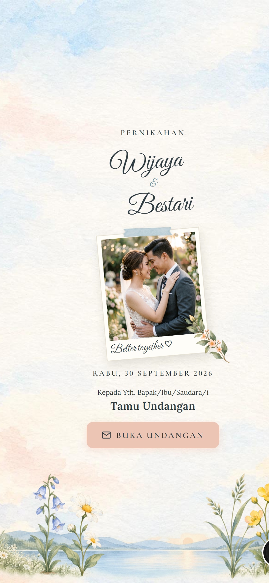 Undangan Pernikahan Wijaya & Bestari - Botanical Watercolor
